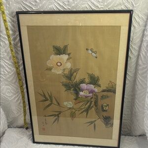 Framed Asian Floral & Butterfly Wall Art | Vintage Style Décor